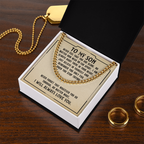To My Son Necklace – Meaningful Gift for Son from Mom or Dad – I Will Always Love You Message Card – Cuban Link Chain