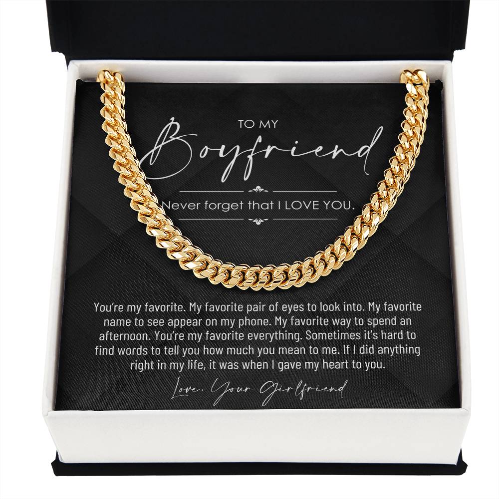 To My Boyfriend, Boyfriend Valentines Day Gift, Unique Boyfriend Birthday Gift, Promise Necklace, Best Gift for Boyfriend, Cuban Chain