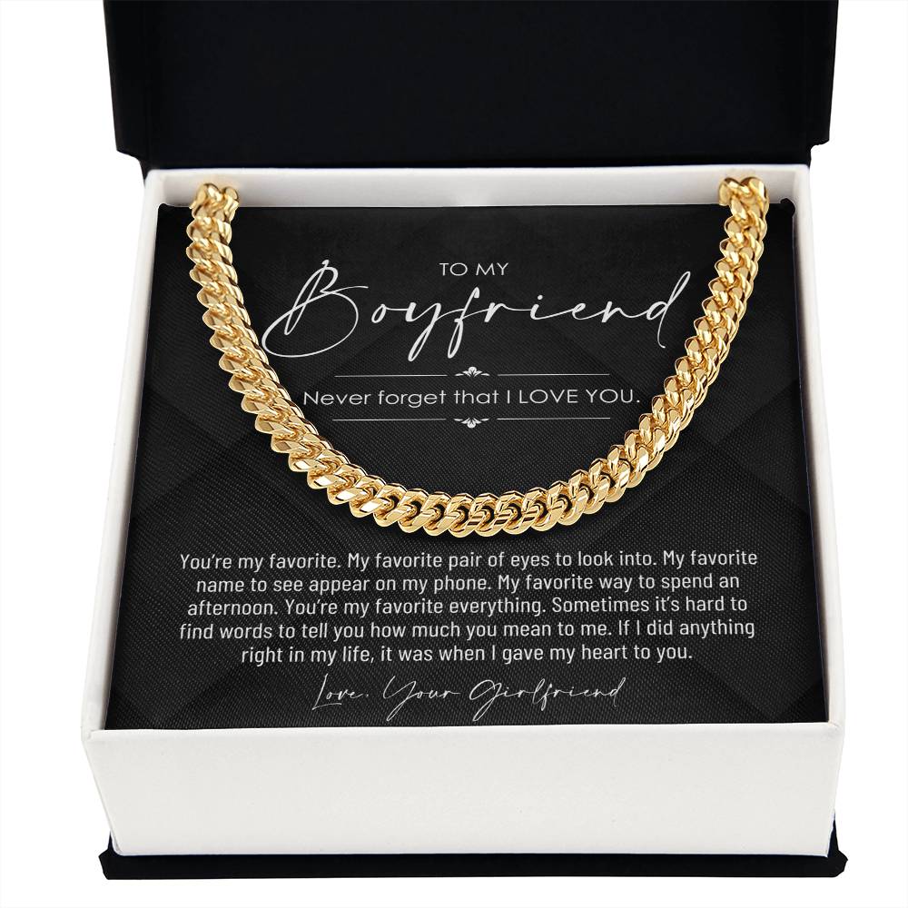 To My Boyfriend, Boyfriend Valentines Day Gift, Unique Boyfriend Birthday Gift, Promise Necklace, Best Gift for Boyfriend, Cuban Chain