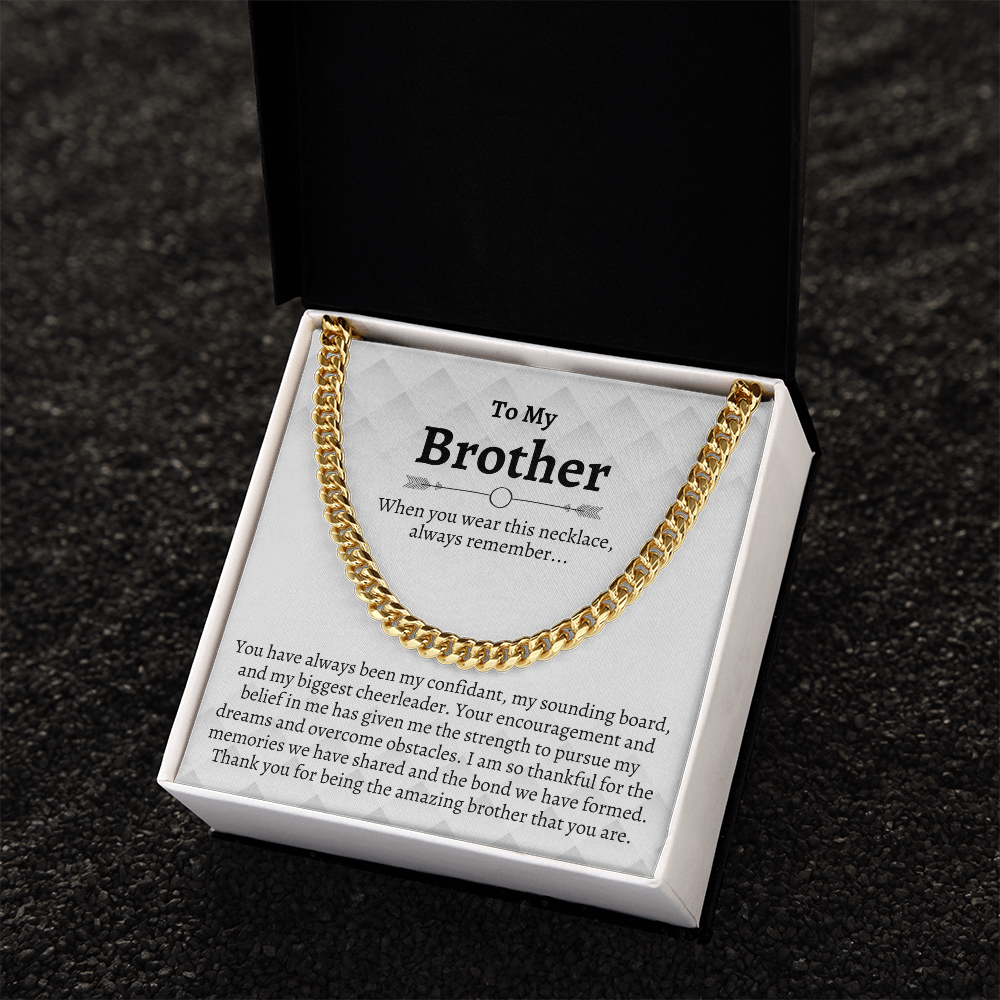 Brother Cuban Chain Necklace, Gifts for Brother Birthday, Best Brother Gifts from Sister, Sister to Brother Gifts, Gift Box with Message