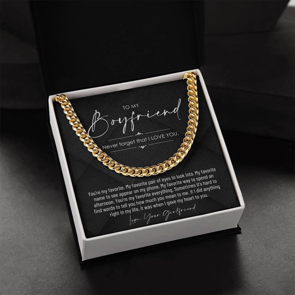 To My Boyfriend, Boyfriend Valentines Day Gift, Unique Boyfriend Birthday Gift, Promise Necklace, Best Gift for Boyfriend, Cuban Chain