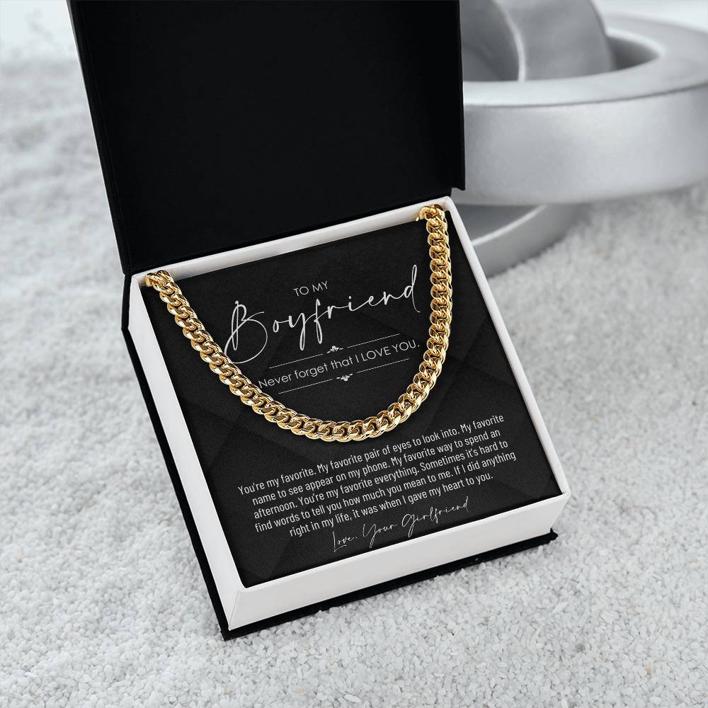 To My Boyfriend, Boyfriend Valentines Day Gift, Unique Boyfriend Birthday Gift, Promise Necklace, Best Gift for Boyfriend, Cuban Chain