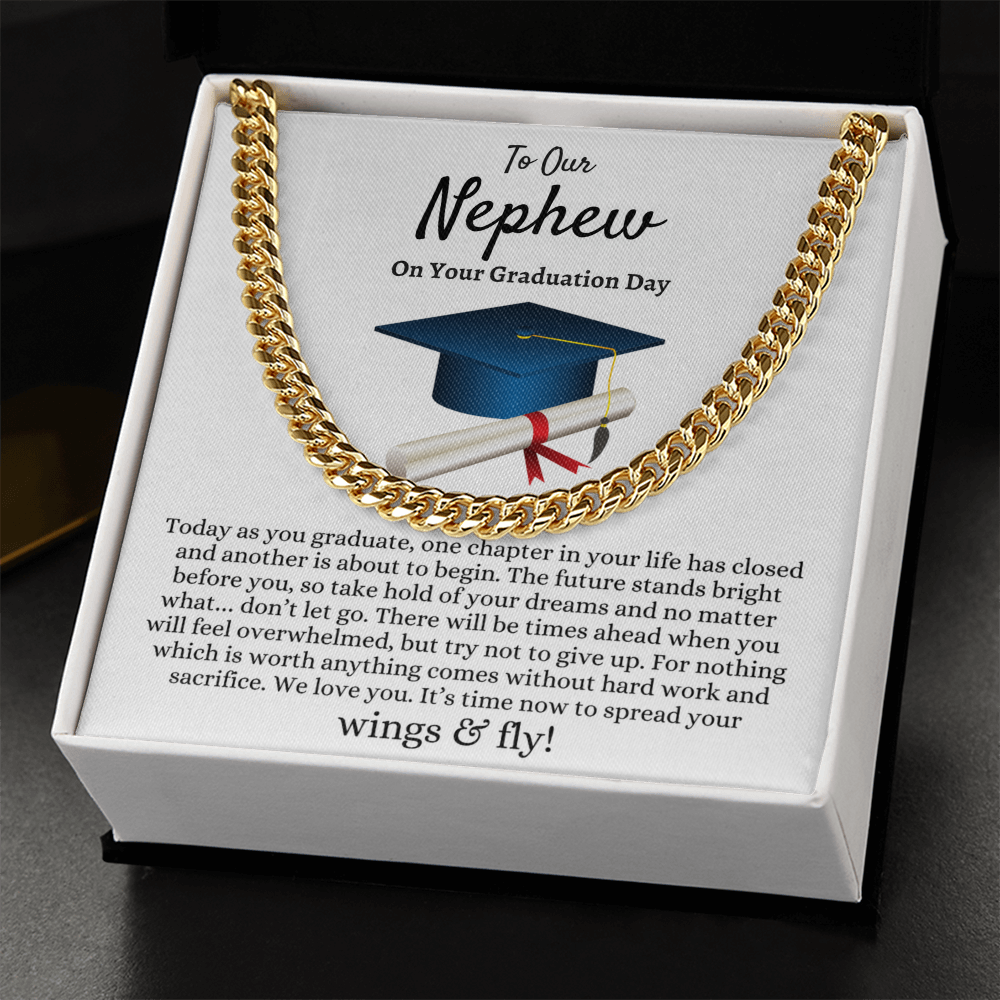 Nephew Graduation Gift from Aunt and Uncle, Best Graduation Gift for Nephew, Cuban Link Chain, Class of 2026, Nephew Gift