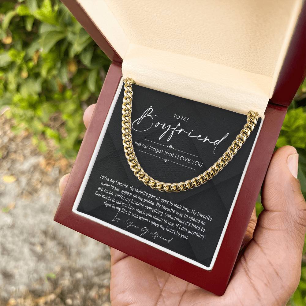 To My Boyfriend, Boyfriend Valentines Day Gift, Unique Boyfriend Birthday Gift, Promise Necklace, Best Gift for Boyfriend, Cuban Chain