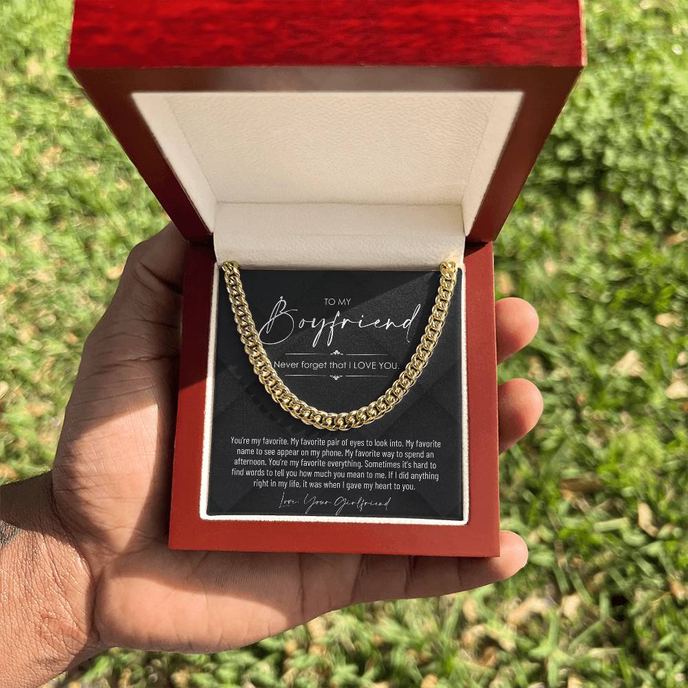 To My Boyfriend, Boyfriend Valentines Day Gift, Unique Boyfriend Birthday Gift, Promise Necklace, Best Gift for Boyfriend, Cuban Chain