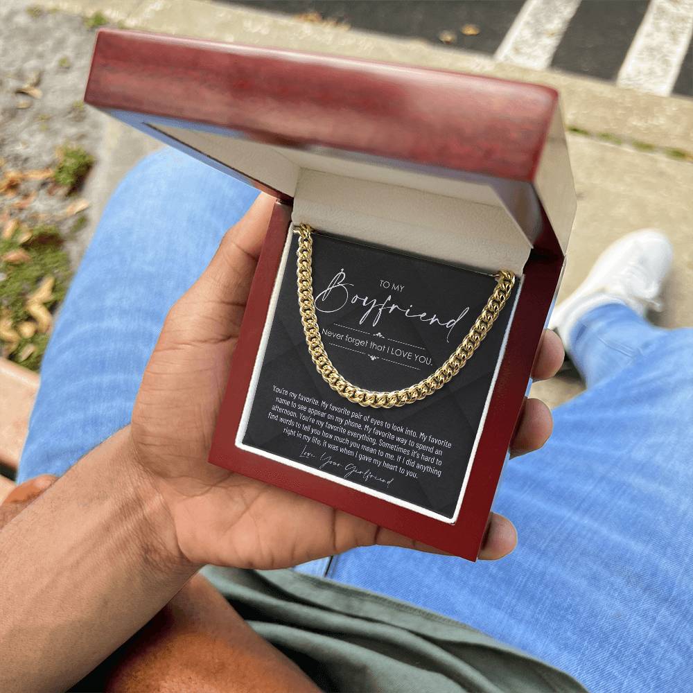 To My Boyfriend, Boyfriend Valentines Day Gift, Unique Boyfriend Birthday Gift, Promise Necklace, Best Gift for Boyfriend, Cuban Chain