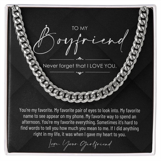 To My Boyfriend, Boyfriend Valentines Day Gift, Unique Boyfriend Birthday Gift, Promise Necklace, Best Gift for Boyfriend, Cuban Chain