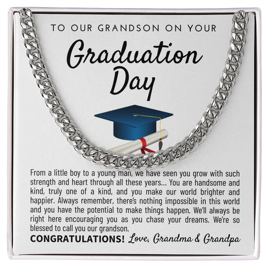 Graduation Gift for Grandson from Grandparents - To Our Grandson Dog Tag Necklace, Class of 2026