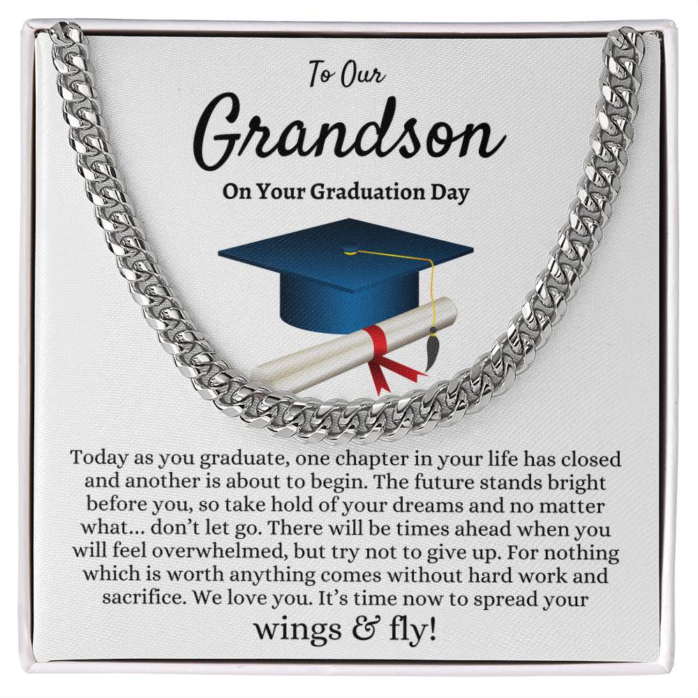 Grandson Graduation Gift Cuban Link Chain Necklace for Him
