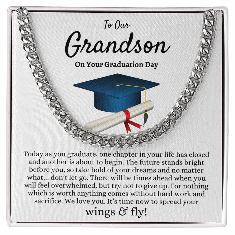 Grandson Graduation Gift Cuban Link Chain Necklace for Him