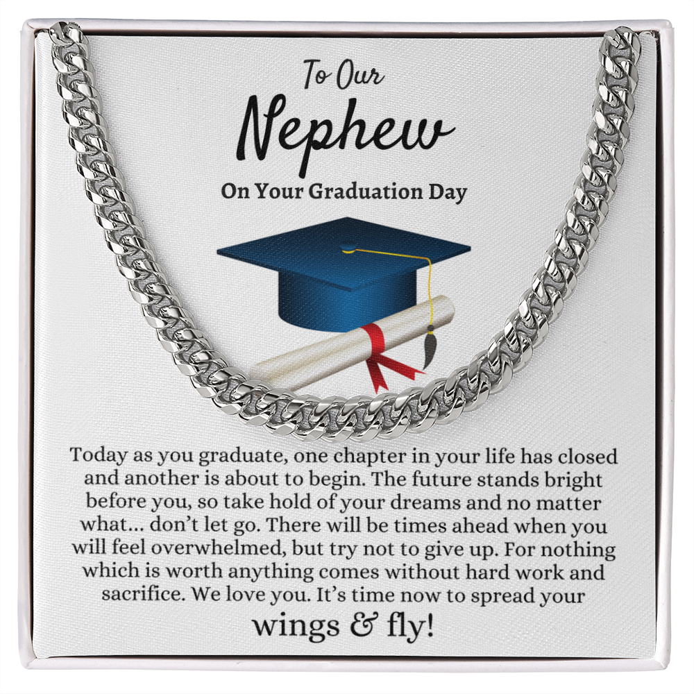 Nephew Graduation Gift from Aunt and Uncle, Best Graduation Gift for Nephew, Cuban Link Chain, Class of 2026, Nephew Gift
