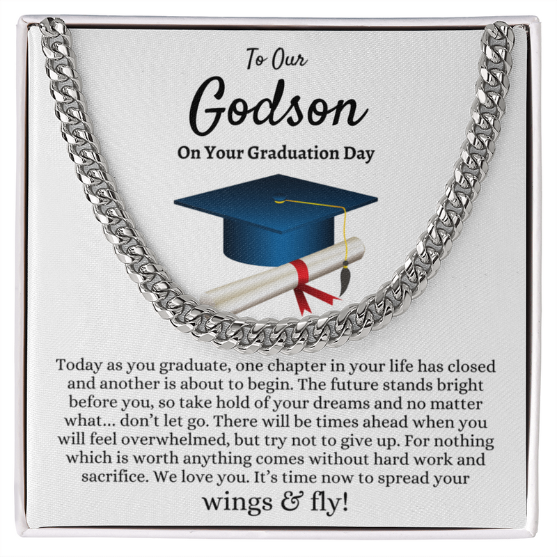 Godson Graduation Gift from Godparents, Best Graduation Gift for Godson, Cuban Link Chain, Class of 2026, Godson Gift