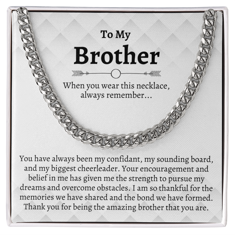 Brother Cuban Chain Necklace, Gifts for Brother Birthday, Best Brother Gifts from Sister, Sister to Brother Gifts, Gift Box with Message