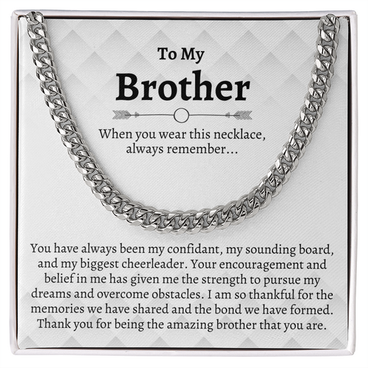 Brother Cuban Chain Necklace, Gifts for Brother Birthday, Best Brother Gifts from Sister, Sister to Brother Gifts, Gift Box with Message