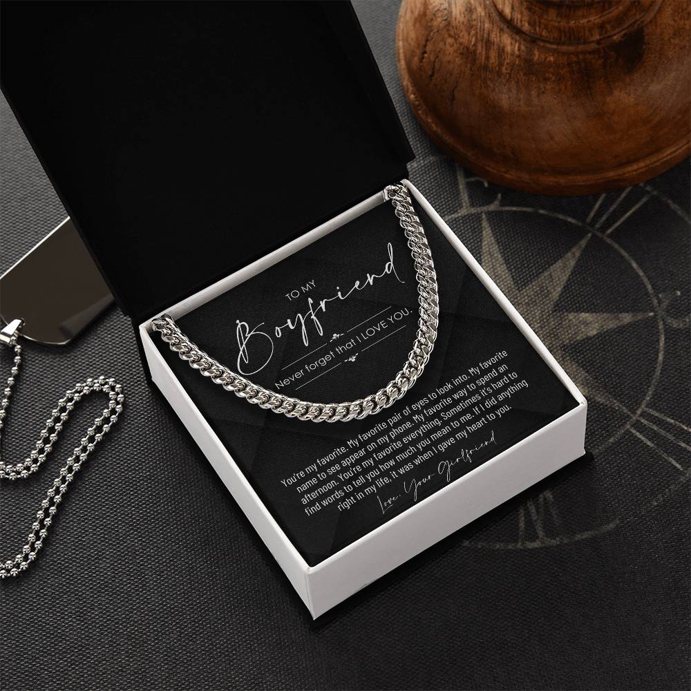 To My Boyfriend, Boyfriend Valentines Day Gift, Unique Boyfriend Birthday Gift, Promise Necklace, Best Gift for Boyfriend, Cuban Chain