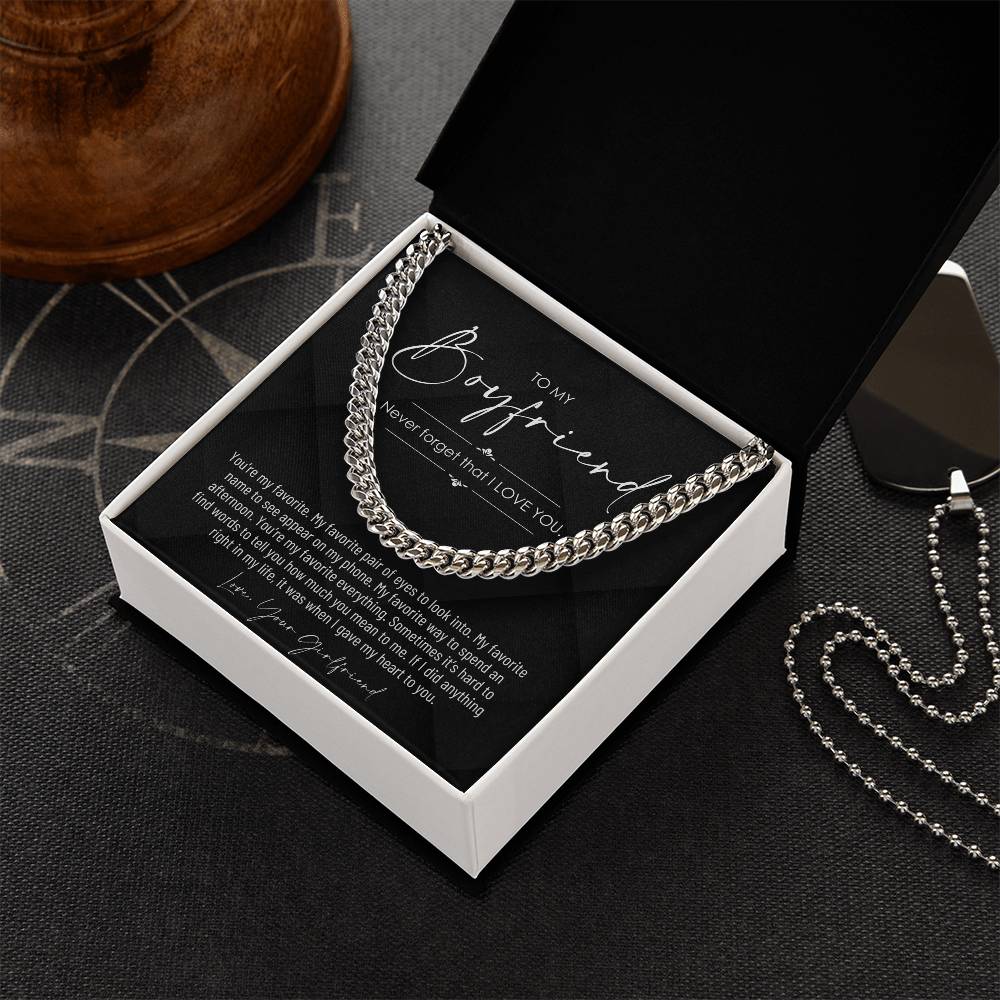 To My Boyfriend, Boyfriend Valentines Day Gift, Unique Boyfriend Birthday Gift, Promise Necklace, Best Gift for Boyfriend, Cuban Chain