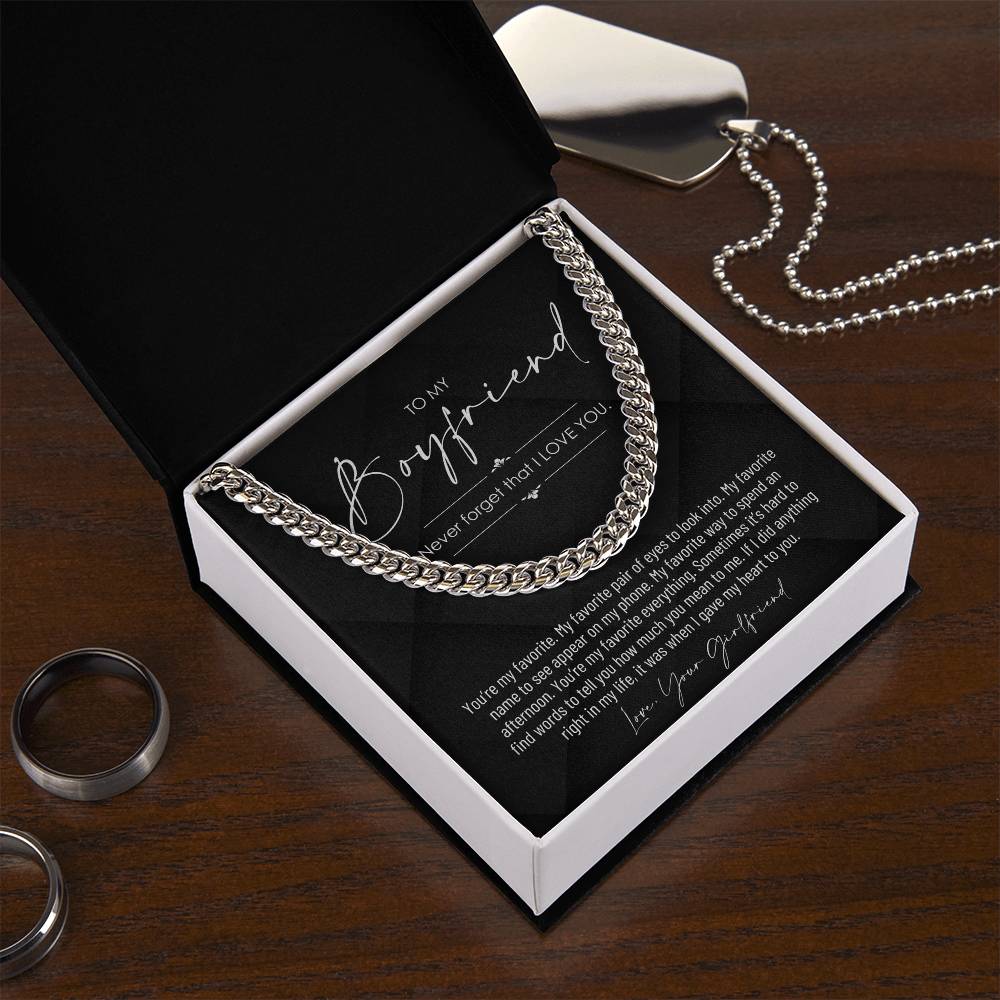 To My Boyfriend, Boyfriend Valentines Day Gift, Unique Boyfriend Birthday Gift, Promise Necklace, Best Gift for Boyfriend, Cuban Chain