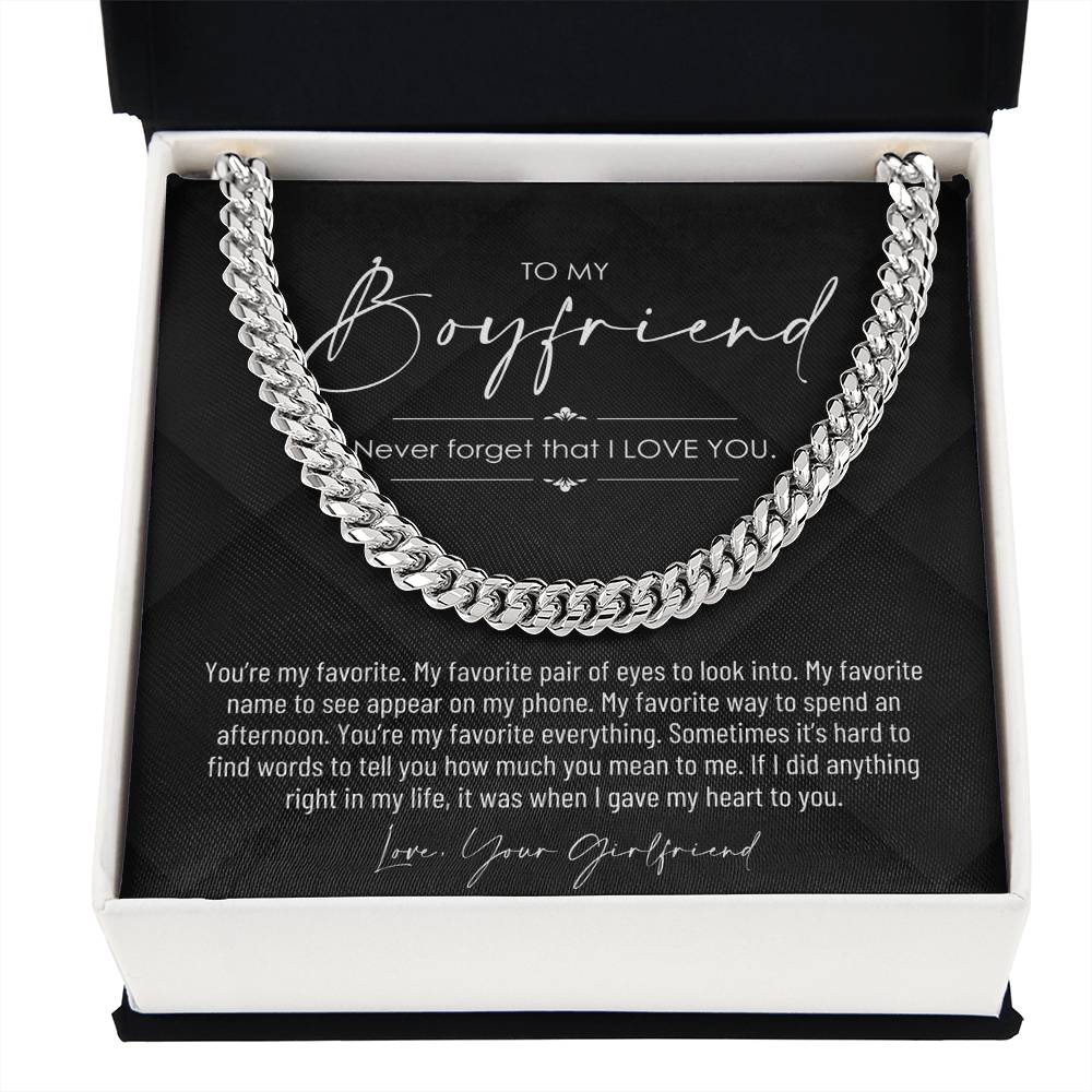 To My Boyfriend, Boyfriend Valentines Day Gift, Unique Boyfriend Birthday Gift, Promise Necklace, Best Gift for Boyfriend, Cuban Chain