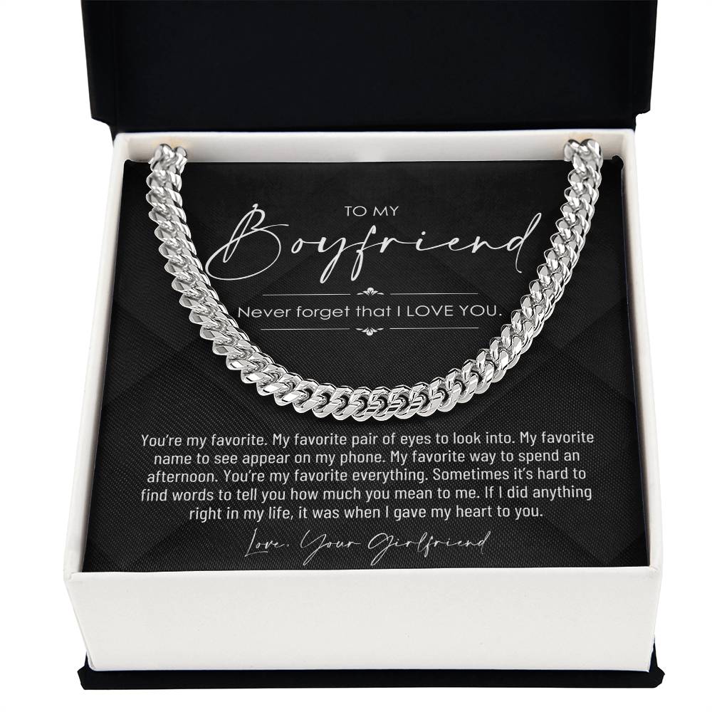 To My Boyfriend, Boyfriend Valentines Day Gift, Unique Boyfriend Birthday Gift, Promise Necklace, Best Gift for Boyfriend, Cuban Chain