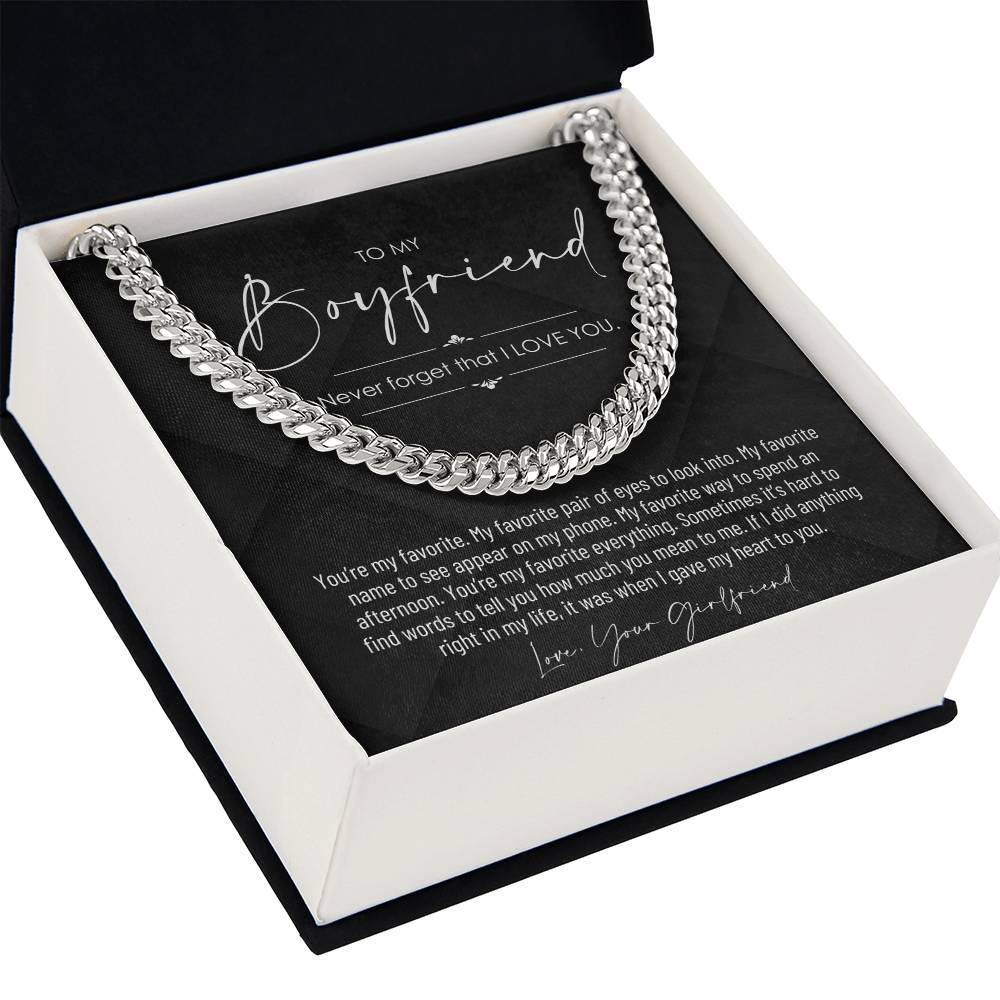 To My Boyfriend, Boyfriend Valentines Day Gift, Unique Boyfriend Birthday Gift, Promise Necklace, Best Gift for Boyfriend, Cuban Chain
