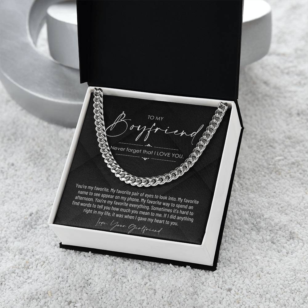 To My Boyfriend, Boyfriend Valentines Day Gift, Unique Boyfriend Birthday Gift, Promise Necklace, Best Gift for Boyfriend, Cuban Chain