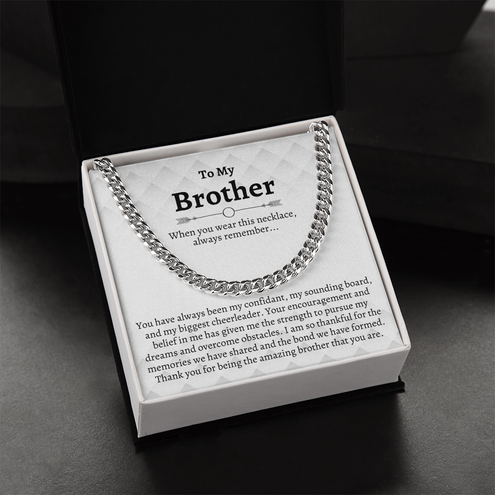 Brother Cuban Chain Necklace, Gifts for Brother Birthday, Best Brother Gifts from Sister, Sister to Brother Gifts, Gift Box with Message