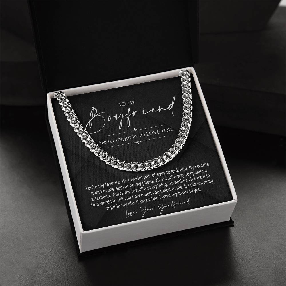 To My Boyfriend, Boyfriend Valentines Day Gift, Unique Boyfriend Birthday Gift, Promise Necklace, Best Gift for Boyfriend, Cuban Chain