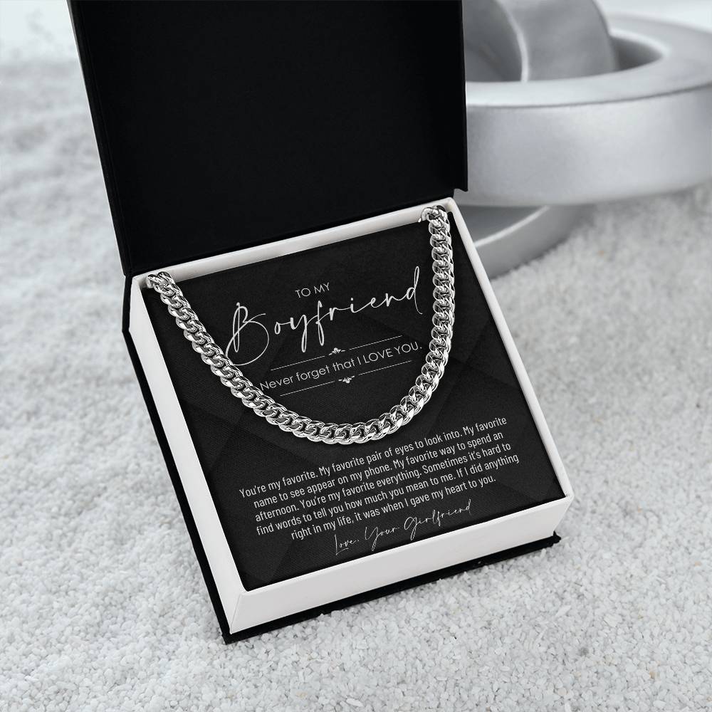 To My Boyfriend, Boyfriend Valentines Day Gift, Unique Boyfriend Birthday Gift, Promise Necklace, Best Gift for Boyfriend, Cuban Chain