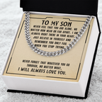 To My Son Necklace – Meaningful Gift for Son from Mom or Dad – I Will Always Love You Message Card – Cuban Link Chain