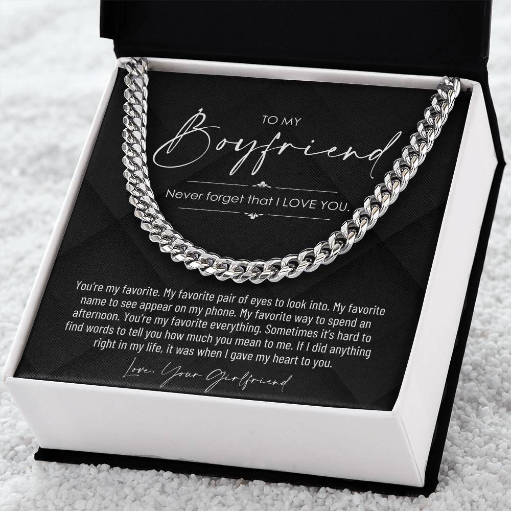 To My Boyfriend, Boyfriend Valentines Day Gift, Unique Boyfriend Birthday Gift, Promise Necklace, Best Gift for Boyfriend, Cuban Chain