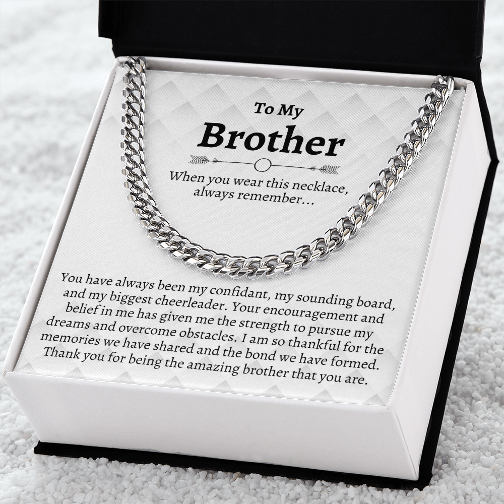 Brother Cuban Chain Necklace, Gifts for Brother Birthday, Best Brother Gifts from Sister, Sister to Brother Gifts, Gift Box with Message
