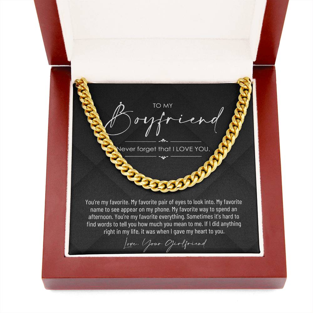 To My Boyfriend, Boyfriend Valentines Day Gift, Unique Boyfriend Birthday Gift, Promise Necklace, Best Gift for Boyfriend, Cuban Chain