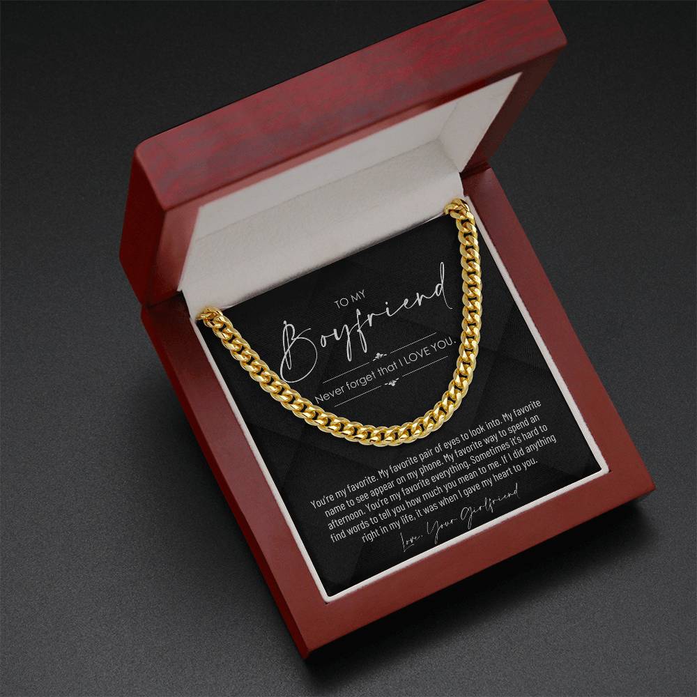 To My Boyfriend, Boyfriend Valentines Day Gift, Unique Boyfriend Birthday Gift, Promise Necklace, Best Gift for Boyfriend, Cuban Chain