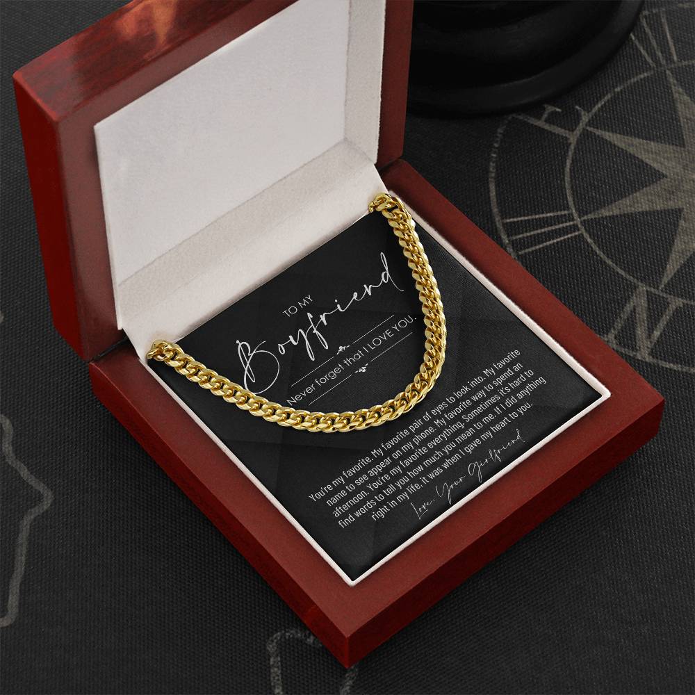 To My Boyfriend, Boyfriend Valentines Day Gift, Unique Boyfriend Birthday Gift, Promise Necklace, Best Gift for Boyfriend, Cuban Chain