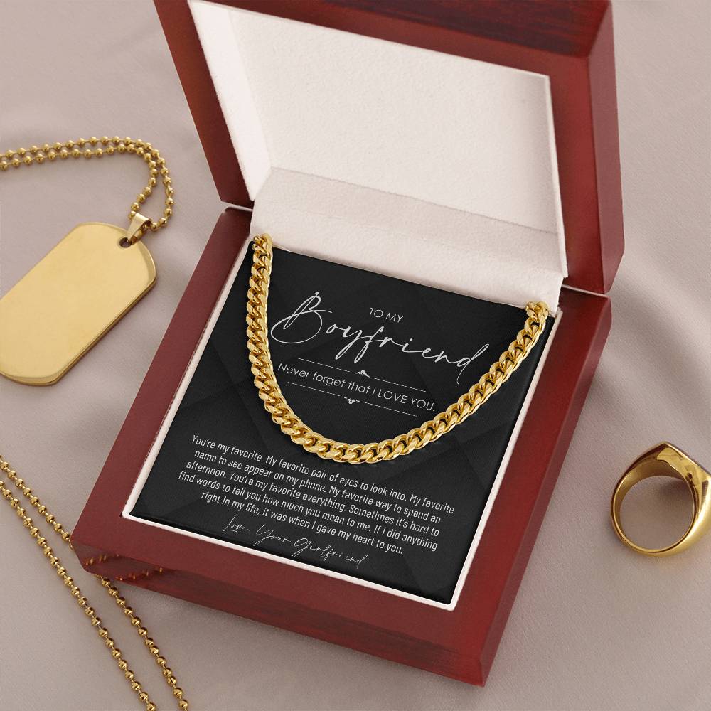 To My Boyfriend, Boyfriend Valentines Day Gift, Unique Boyfriend Birthday Gift, Promise Necklace, Best Gift for Boyfriend, Cuban Chain