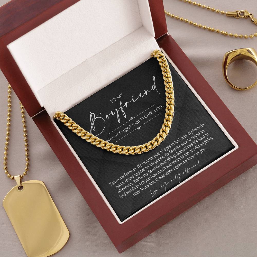 To My Boyfriend, Boyfriend Valentines Day Gift, Unique Boyfriend Birthday Gift, Promise Necklace, Best Gift for Boyfriend, Cuban Chain