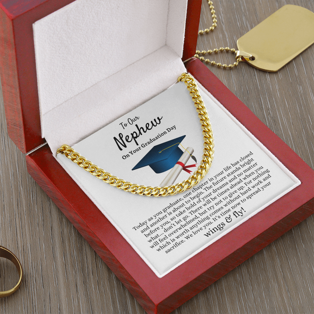 Nephew Graduation Gift from Aunt and Uncle, Best Graduation Gift for Nephew, Cuban Link Chain, Class of 2026, Nephew Gift