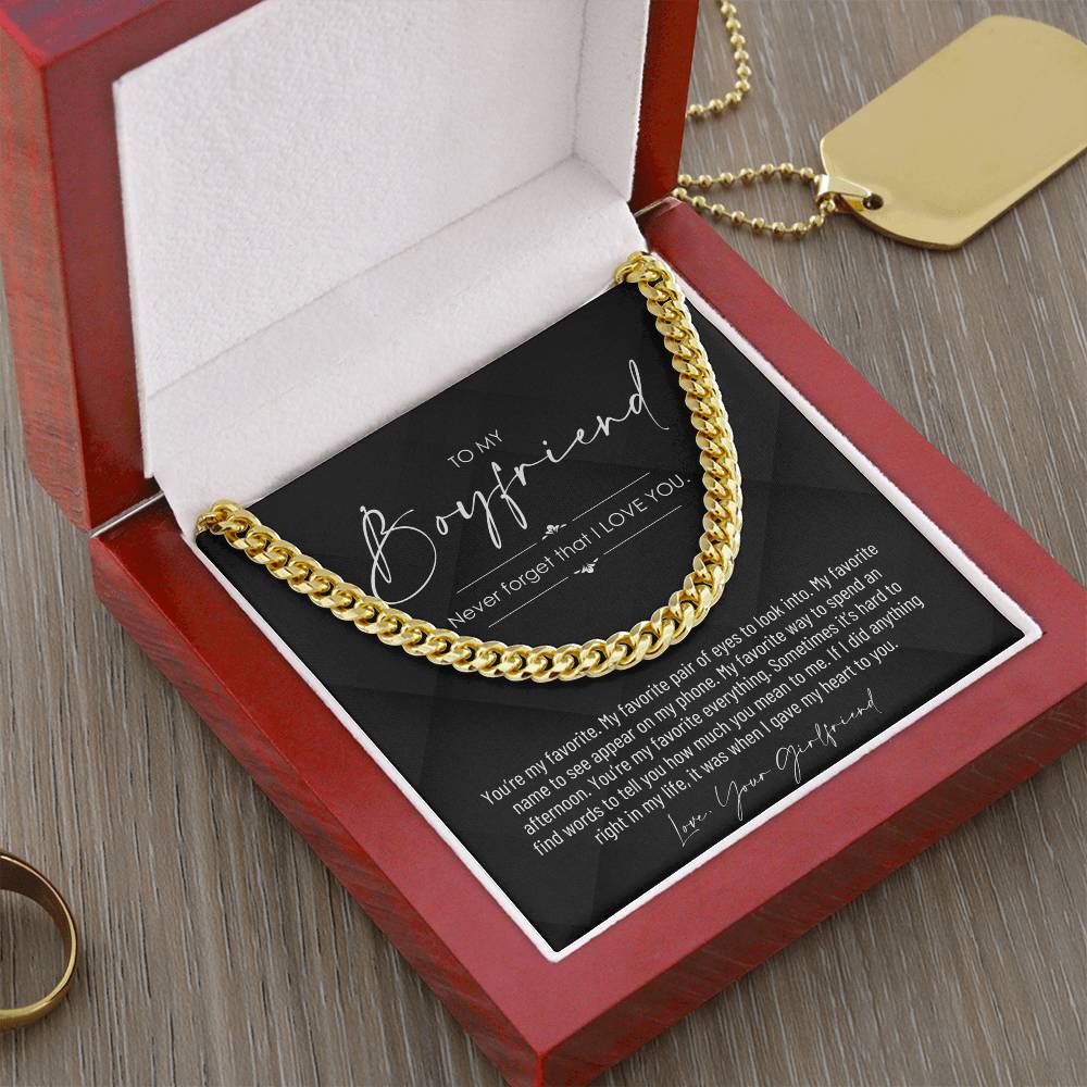 To My Boyfriend, Boyfriend Valentines Day Gift, Unique Boyfriend Birthday Gift, Promise Necklace, Best Gift for Boyfriend, Cuban Chain