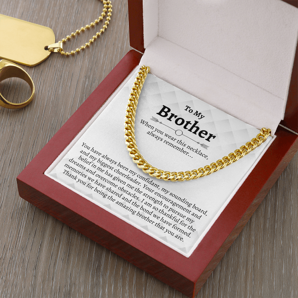 Brother Cuban Chain Necklace, Gifts for Brother Birthday, Best Brother Gifts from Sister, Sister to Brother Gifts, Gift Box with Message