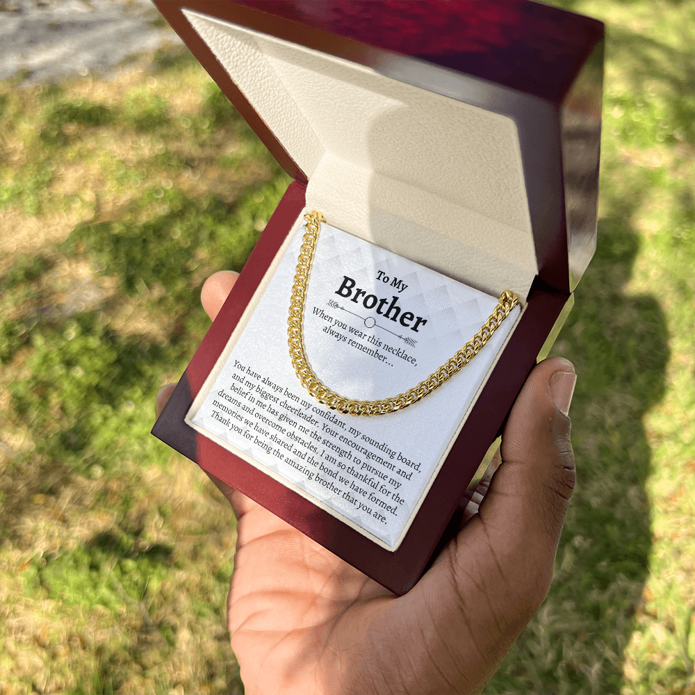 Brother Cuban Chain Necklace, Gifts for Brother Birthday, Best Brother Gifts from Sister, Sister to Brother Gifts, Gift Box with Message