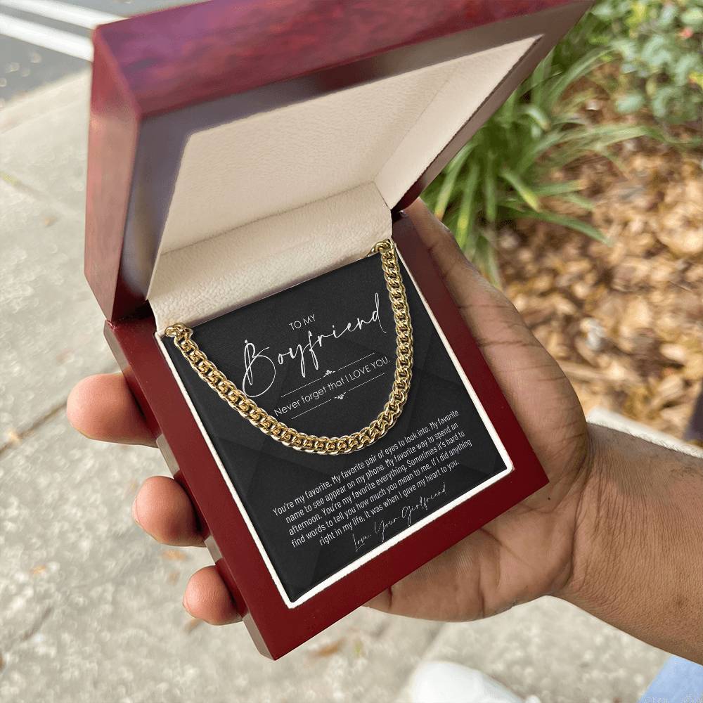 To My Boyfriend, Boyfriend Valentines Day Gift, Unique Boyfriend Birthday Gift, Promise Necklace, Best Gift for Boyfriend, Cuban Chain