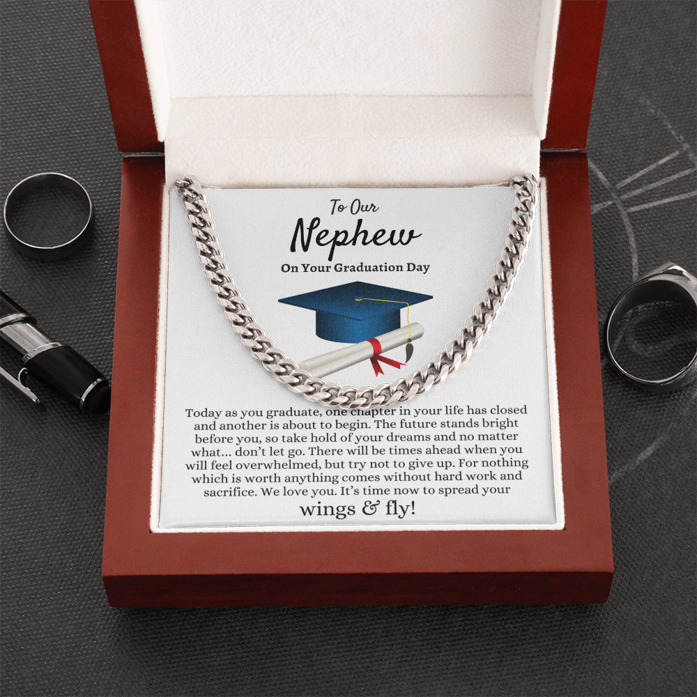 Nephew Graduation Gift from Aunt and Uncle, Best Graduation Gift for Nephew, Cuban Link Chain, Class of 2026, Nephew Gift