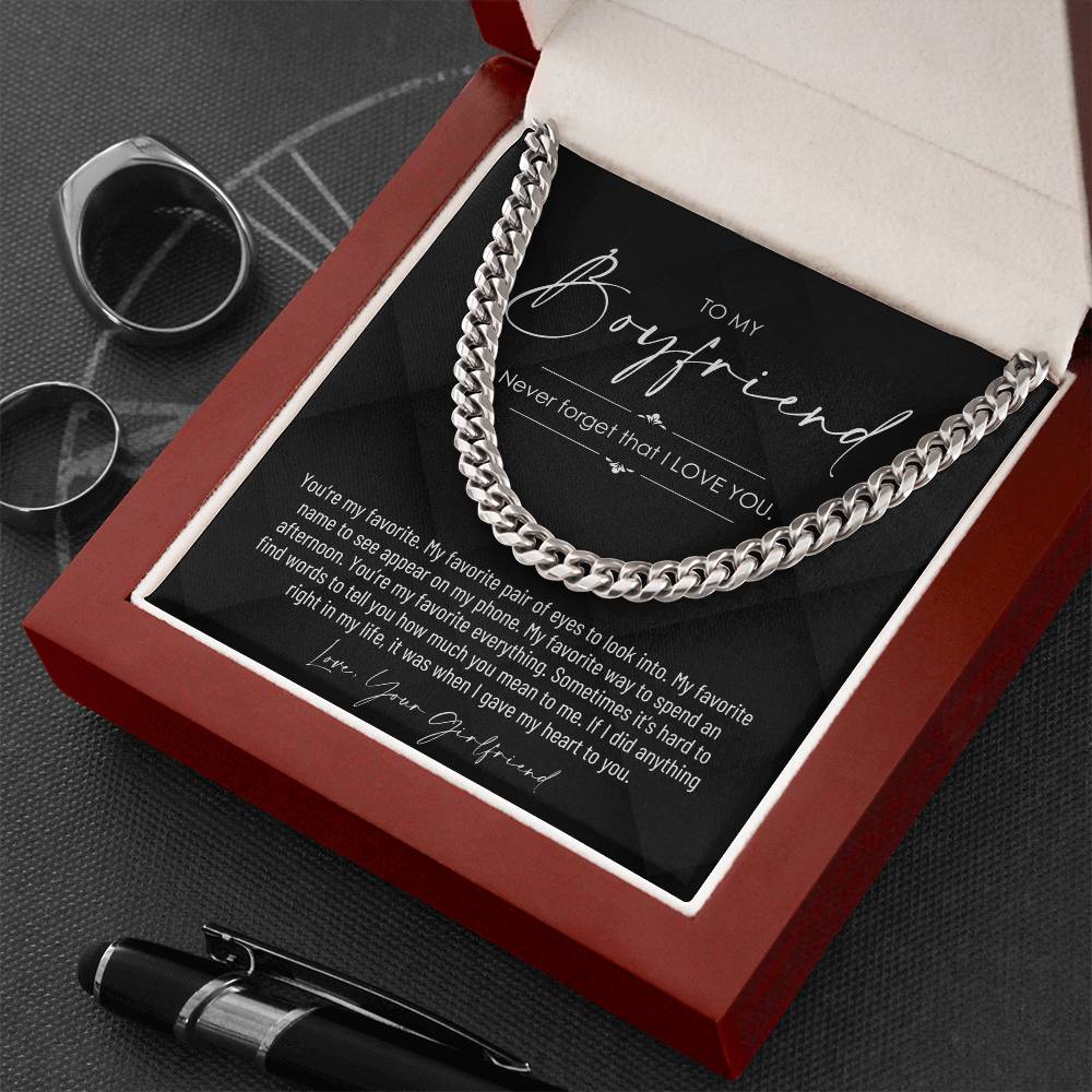 To My Boyfriend, Boyfriend Valentines Day Gift, Unique Boyfriend Birthday Gift, Promise Necklace, Best Gift for Boyfriend, Cuban Chain