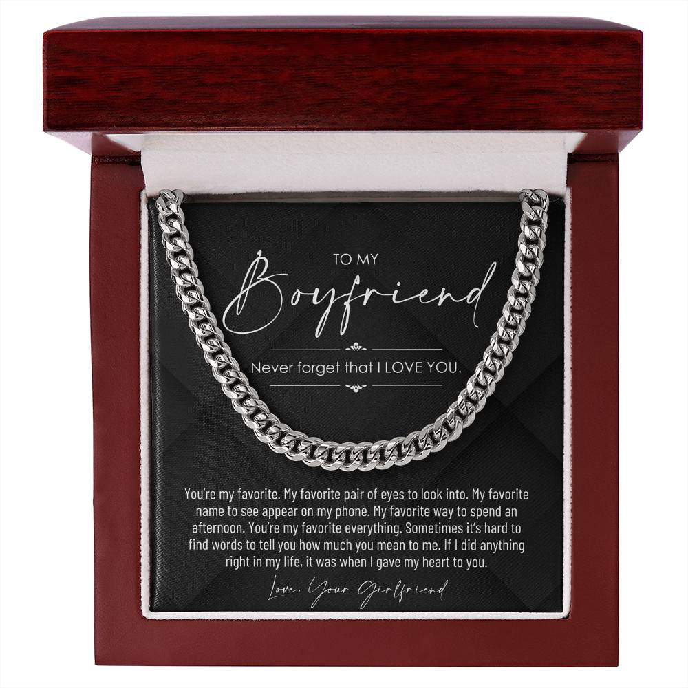 To My Boyfriend, Boyfriend Valentines Day Gift, Unique Boyfriend Birthday Gift, Promise Necklace, Best Gift for Boyfriend, Cuban Chain