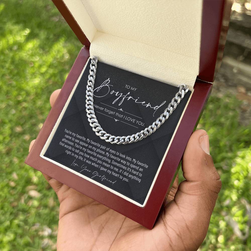 To My Boyfriend, Boyfriend Valentines Day Gift, Unique Boyfriend Birthday Gift, Promise Necklace, Best Gift for Boyfriend, Cuban Chain