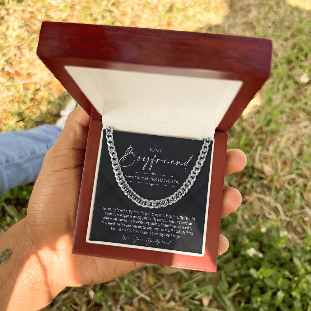 To My Boyfriend, Boyfriend Valentines Day Gift, Unique Boyfriend Birthday Gift, Promise Necklace, Best Gift for Boyfriend, Cuban Chain