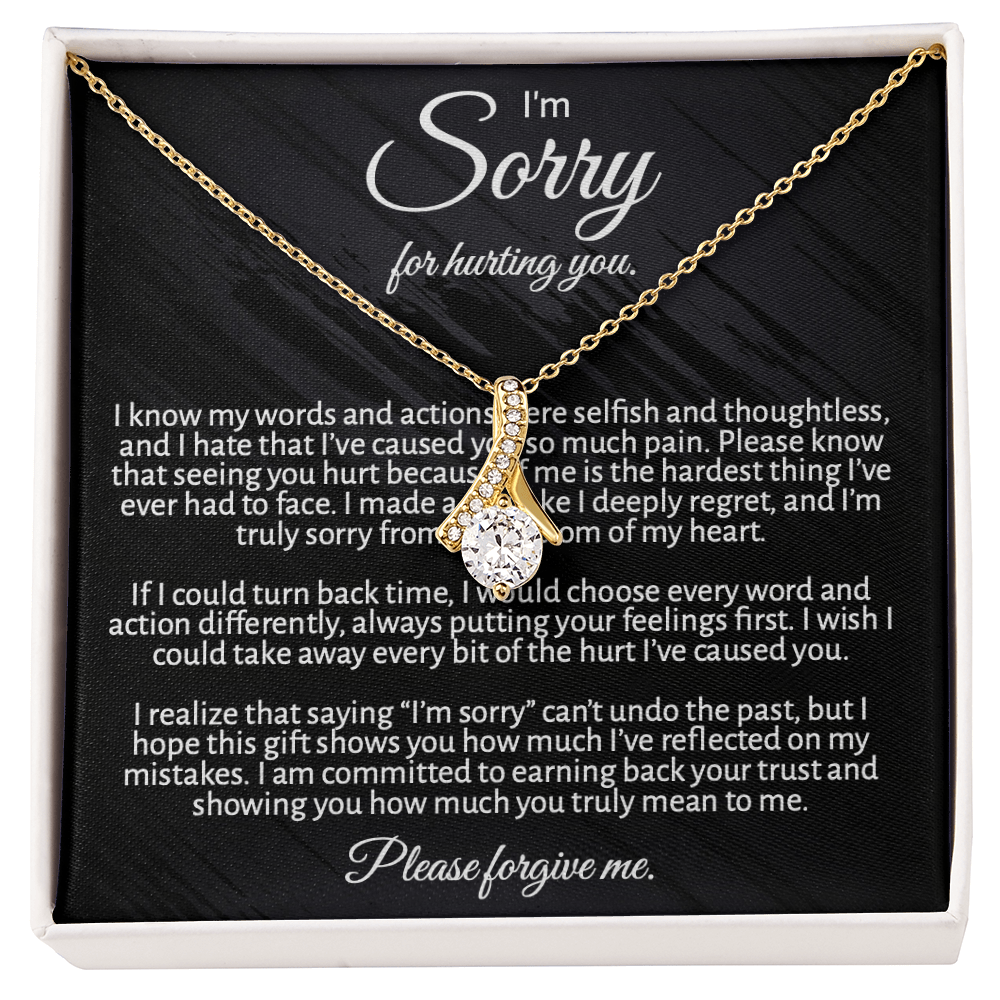 "I'm  Sorry" Apology Gift for Her - Alluring Beauty necklace with Message Card