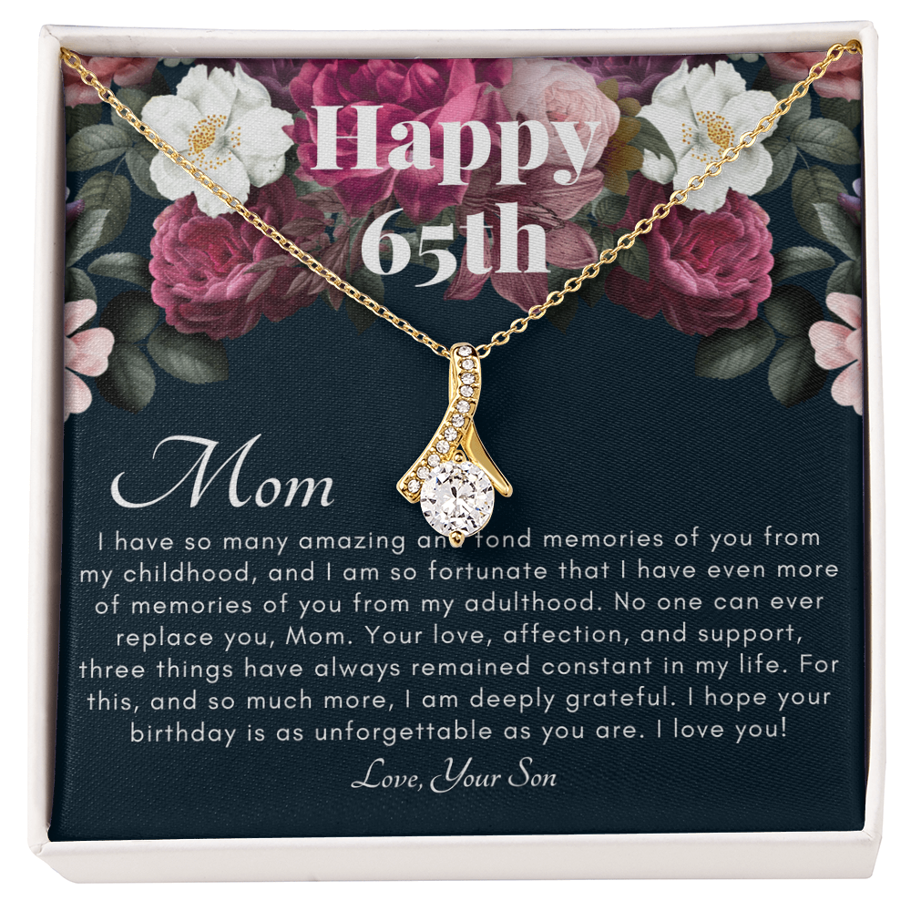 To My Mother: 65th Birthday Jewelry Gift with Message Card