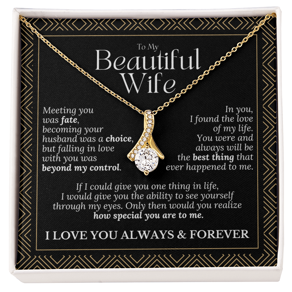 To My Beautiful Wife – Alluring Beauty Necklace Gift (Birthday, Anniversary, Christmas)