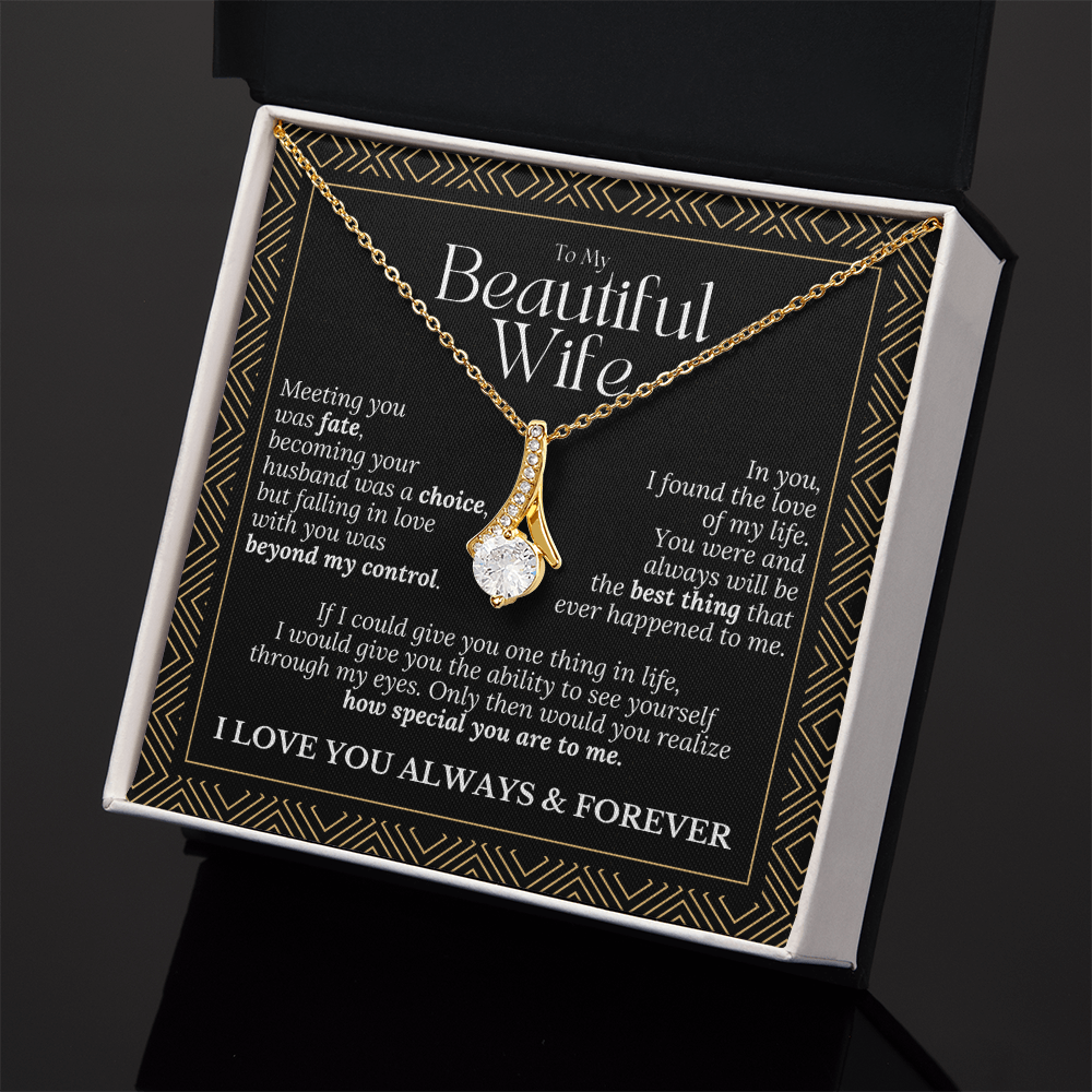 To My Beautiful Wife – Alluring Beauty Necklace Gift (Birthday, Anniversary, Christmas)